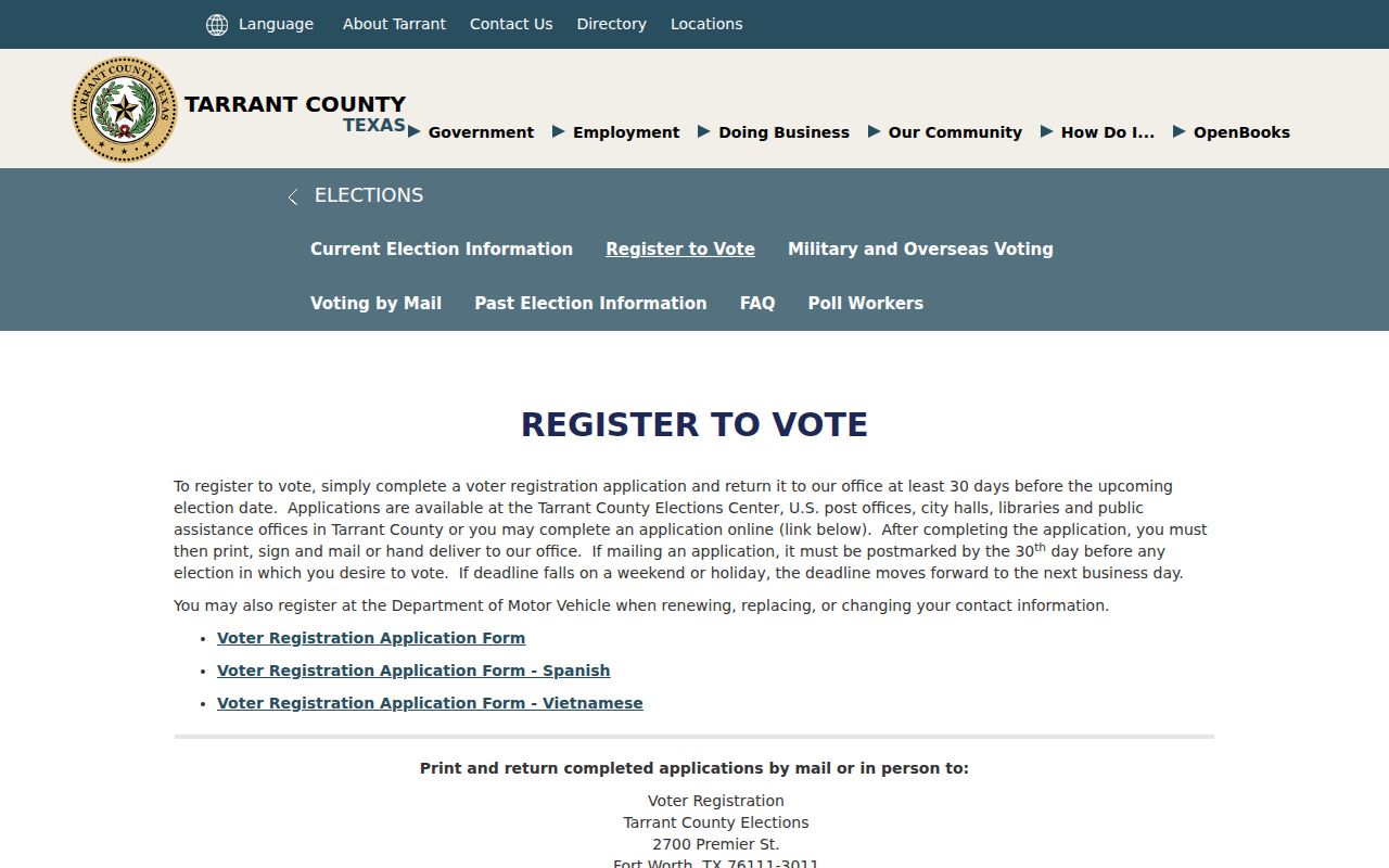 Arlington residents directory voter registration guidance