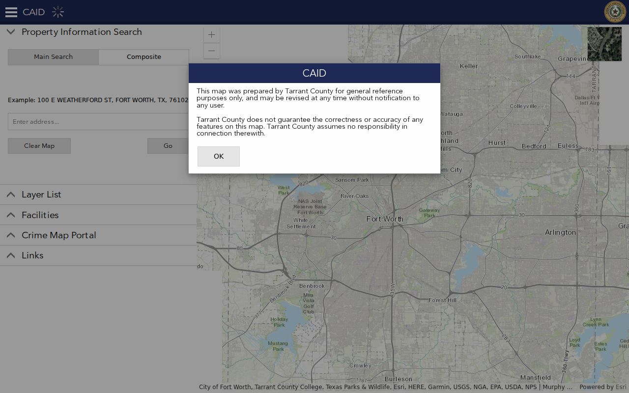 Arlington ZIP code directory Tarrant CAID property and map layers